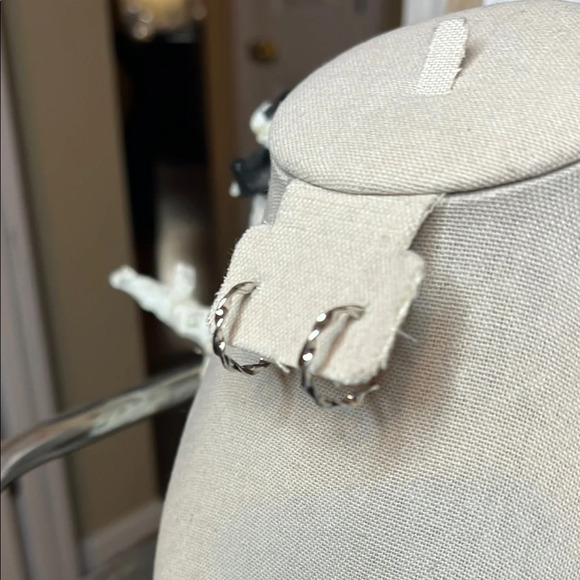 Silver Tone Small Hoop Earrings | Classic Everyday Hoops | Minimalist Jewelry - Picture 3 of 4